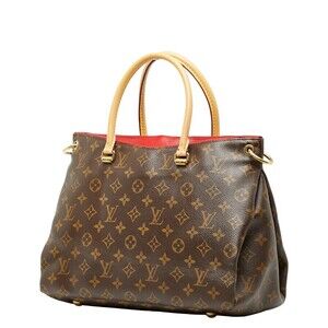 Louis Vuitton Pallas Brown Cerise Red Handbag Leather Monogram